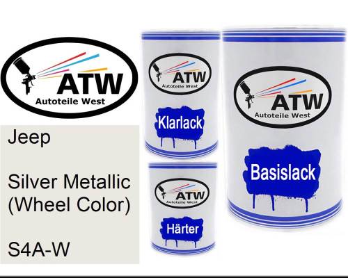 Jeep, Silver Metallic (Wheel Color), S4A-W: 500ml Lackdose + 500ml Klarlack + 250ml Härter - Set, von ATW Autoteile West.